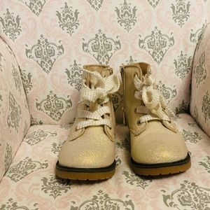 Cat & Jack Gold Glitter Combat Boots
